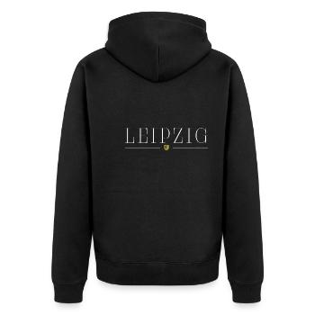 Leipzig, Deutschland Eleganz T-Shirt - Unisex Premium Bio Zip Hoodie - Schwarz - Hinten - Nico (187cm)