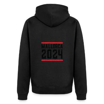Mallorca 2024 - Unisex Premium Bio Zip Hoodie - Schwarz - Hinten - Nico (187cm)