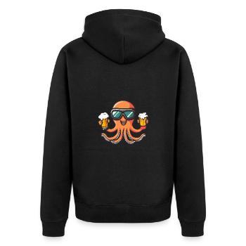 Oktopus Ski Bier - Unisex Premium Bio Zip Hoodie - Schwarz - Hinten - Nico (187cm)