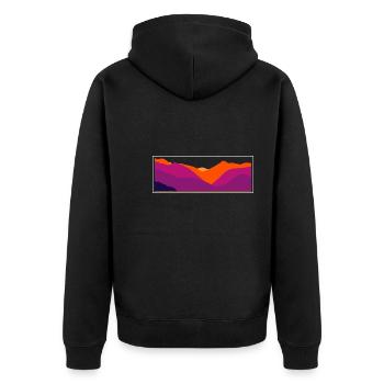 Bergsilouette Colorful - Unisex Premium Bio Zip Hoodie - Schwarz - Hinten - Nico (187cm)