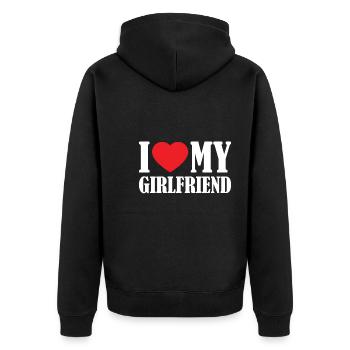 Ich liebe meine Freundin Valentinstag Paar Liebe - Unisex Premium Bio Zip Hoodie - Schwarz - Hinten - Nico (187cm)