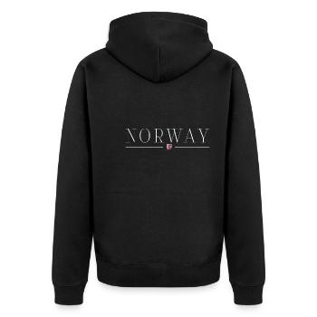 Norwegen T-Shirt: Nordischer Stil - Unisex Premium Bio Zip Hoodie - Schwarz - Hinten - Nico (187cm)