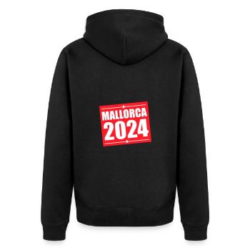 Mallorca 2024 - Unisex Premium Bio Zip Hoodie - Schwarz - Hinten - Nico (187cm)