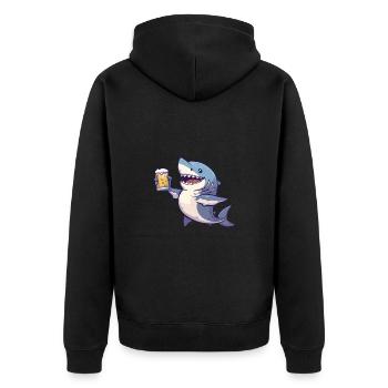 Hai Bier Comic Party - Unisex Premium Bio Zip Hoodie - Schwarz - Hinten - Nico (187cm)
