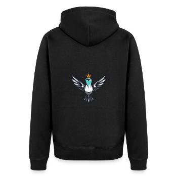 Kolibri Vogel Comic Krone - Unisex Premium Bio Zip Hoodie - Schwarz - Hinten - Nico (187cm)
