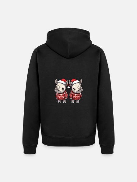 Rhino Christmas Team - Unisex Premium Organic Zip Hoodie - black