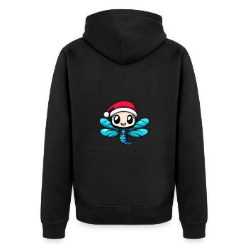 Libelle Weihnachten Christmas - Unisex Premium Bio Zip Hoodie - Schwarz - Hinten - Nico (187cm)