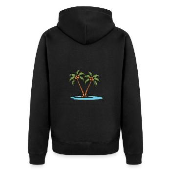 Palmen Insel Urlaub - Unisex Premium Bio Zip Hoodie - Schwarz - Hinten - Nico (187cm)