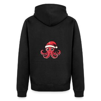 Octopus Christmas Cute - Unisex Premium Organic Zip Hoodie - black - Back - Nico (187cm)