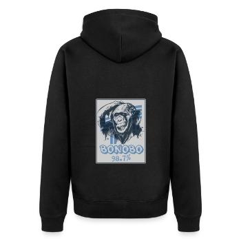 Lustiges Affe Schimpanse DNA - Unisex Premium Bio Zip Hoodie - Schwarz - Hinten - Nico (187cm)
