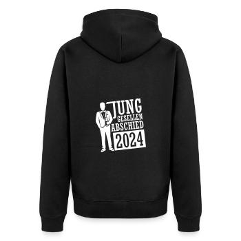 Junggesellenabschied 2024 - Unisex Premium Bio Zip Hoodie - Schwarz - Hinten - Nico (187cm)
