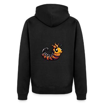 Wurm Comic Krone - Unisex Premium Bio Zip Hoodie - Schwarz - Hinten - Nico (187cm)