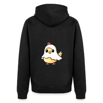 Chicken Halloween Funny Ghost - Unisex Premium Organic Zip Hoodie - black - Back - Nico (187cm)