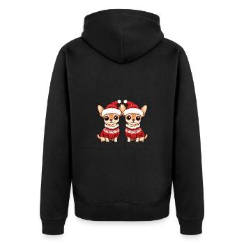 Équipe de Noël du chien Chihuahua - Veste à capuche bio Premium Unisexe - noir - Dos - Nico (187cm)