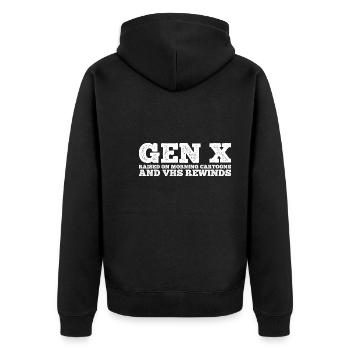Gen X FAFO Generation X - Unisex Premium Organic Zip Hoodie - black - Back - Nico (187cm)