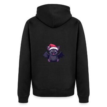 Bat Christmas Cute - Unisex Premium Organic Zip Hoodie - black - Back - Nico (187cm)