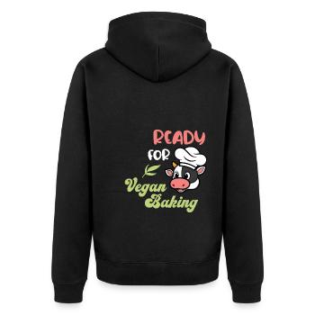 Ready for Vegan Baking - Unisex Premium Bio Zip Hoodie - Schwarz - Hinten - Nico (187cm)