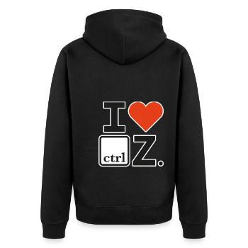 I love ctrl white Keyboard shortcuts - Unisex Premium Bio Zip Hoodie - Schwarz - Hinten - Nico (187cm)