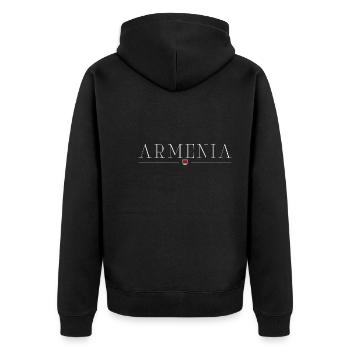 Ich liebe Armenien - Unisex Premium Bio Zip Hoodie - Schwarz - Hinten - Nico (187cm)