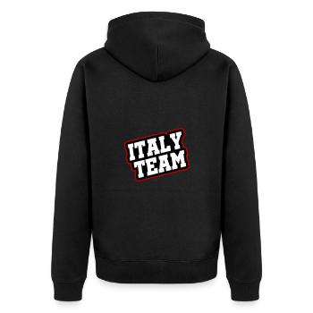 Italy Team - Unisex Premium Organic Zip Hoodie - black - Back - Nico (187cm)