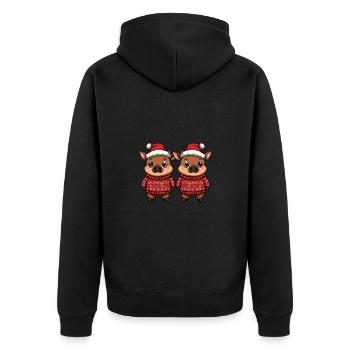 Pig Christmas Team Wild Boar - Unisex Premium Organic Zip Hoodie - black - Back - Nico (187cm)