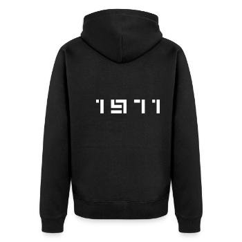 Geburtsjahr Geburtstag Born In - Made in 1971 - Unisex Premium Bio Zip Hoodie - Schwarz - Hinten - Nico (187cm)