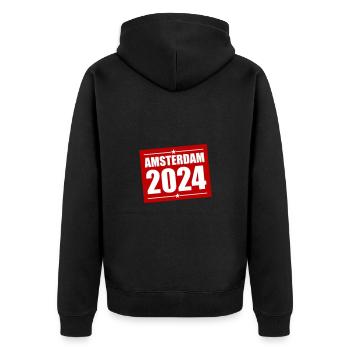 Amsterdam 2024 - Unisex Premium Organic Zip Hoodie - black - Back - Nico (187cm)