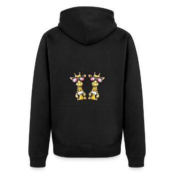 Giraffe Ski Team Bier - Unisex Premium Bio Zip Hoodie - Schwarz - Hinten - Nico (187cm)