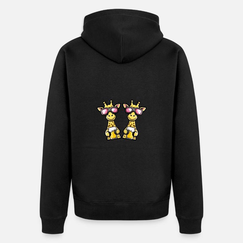 Giraffe Ski Team Bier - Unisex Premium Bio Zip Hoodie - Schwarz