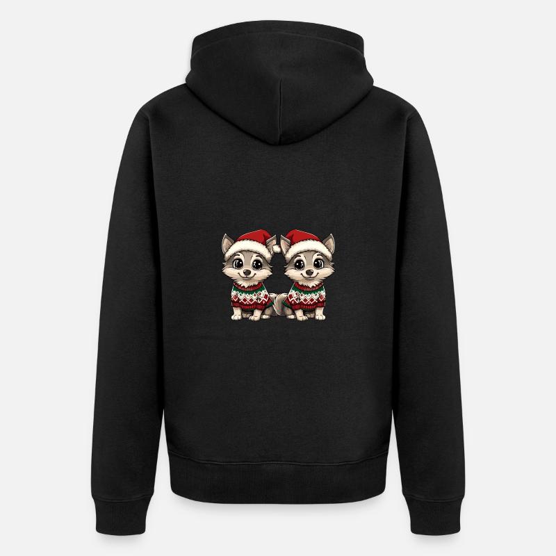 L’équipe de Noël du loup - Veste à capuche bio Premium Unisexe - noir