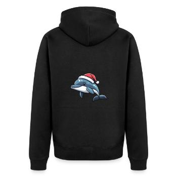 Dolphin Christmas Christmas - Unisex Premium Organic Zip Hoodie - black - Back - Nico (187cm)