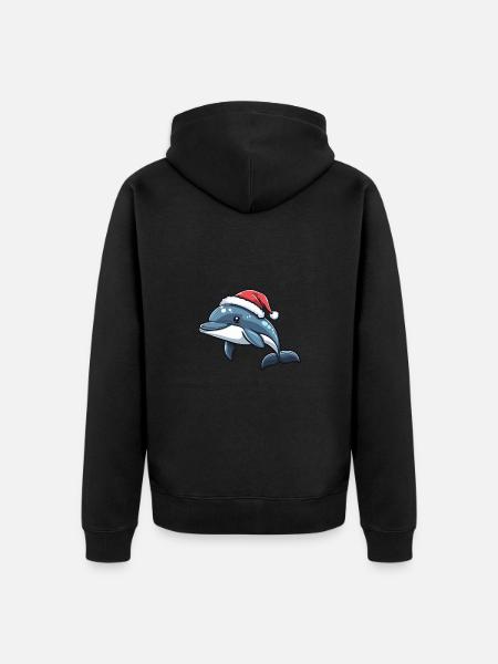Dolphin Christmas Christmas - Unisex Premium Organic Zip Hoodie - black