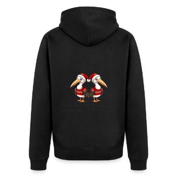 Pelikan Vogel Weihnachten Team - Unisex Premium Bio Zip Hoodie - Schwarz - Hinten - Nico (187cm)