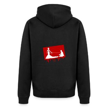 Hochzeit Brautpaar Leine - Unisex Premium Bio Zip Hoodie - Schwarz - Hinten - Nico (187cm)