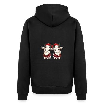 Mountain Goat Christmas Team - Unisex Premium Organic Zip Hoodie - black - Back - Nico (187cm)
