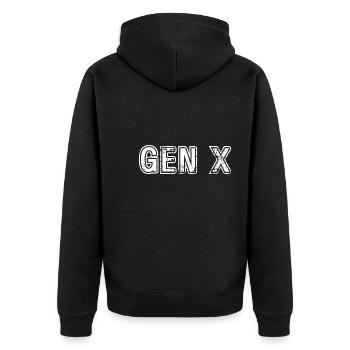 Gen X FAFO Generation X - Unisex Premium Organic Zip Hoodie - black - Back - Nico (187cm)