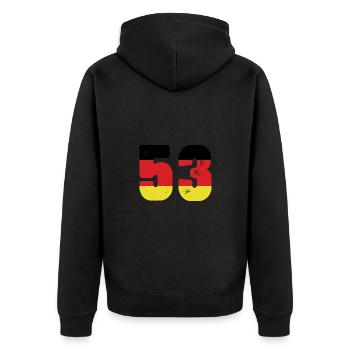 Maillot 53 numéros Allemagne - Veste à capuche bio Premium Unisexe - noir - Dos - Nico (187cm)