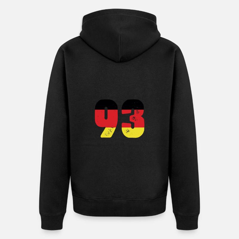 93 Numéro Jersey Allemagne - Veste à capuche bio Premium Unisexe - noir