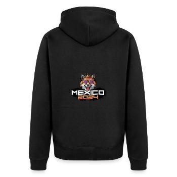 Mexiko 2024 Party Fuchs - Unisex Premium Bio Zip Hoodie - Schwarz - Hinten - Nico (187cm)