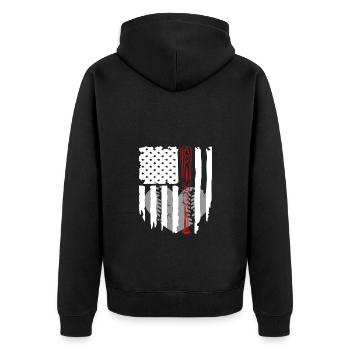 Baseball Fan: Softball Enthusiast Stars and Stripe - Unisex Premium Organic Zip Hoodie - black - Back - Nico (187cm)