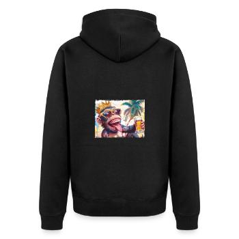 Affe Urlaub Party Sommer - Unisex Premium Bio Zip Hoodie - Schwarz - Hinten - Nico (187cm)