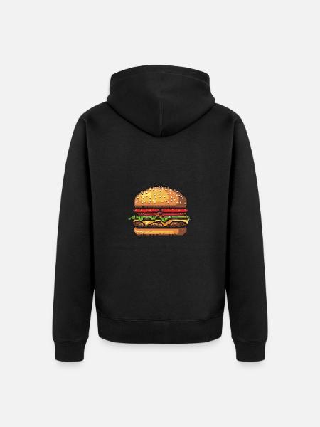 Burger Pixel Gamer - Unisex Premium Bio Zip Hoodie - Schwarz