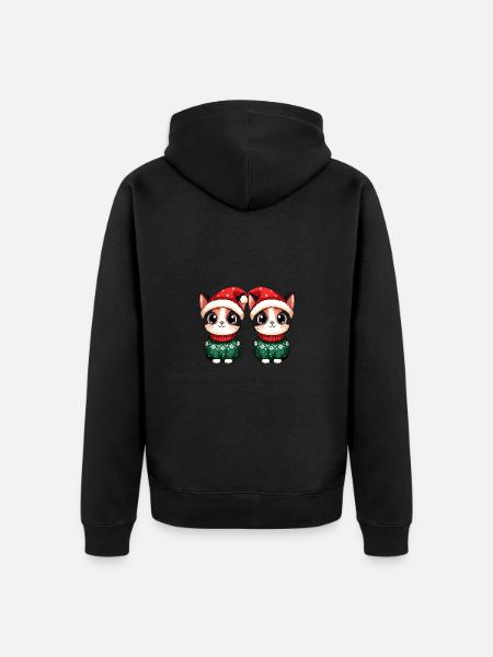 Cat Christmas Team - Unisex Premium Organic Zip Hoodie - black