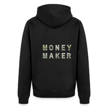 Money Maker Dollar Bill Texture Motivation - Unisex Premium Organic Zip Hoodie - black - Back - Nico (187cm)