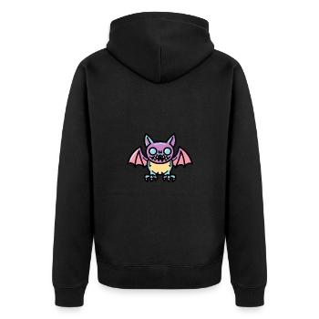 Fledermaus Halloween Comic Lustig - Unisex Premium Bio Zip Hoodie - Schwarz - Hinten - Nico (187cm)