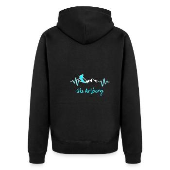 Skifahren Ski Arlberg - Unisex Premium Bio Zip Hoodie - Schwarz - Hinten - Nico (187cm)