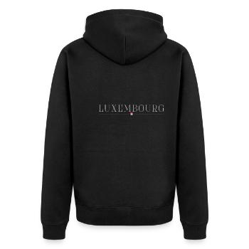 Luxemburg T-Shirt: Stilvolles Design - Unisex Premium Bio Zip Hoodie - Schwarz - Hinten - Nico (187cm)