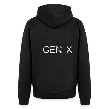 Gen X FAFO Generation X - Unisex Premium Organic Zip Hoodie - black - Back - Nico (187cm)