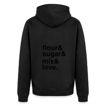 Flour, Sugar, and Sweet Mix of Love - Unisex Premium Organic Zip Hoodie - black - Back - Nico (187cm)
