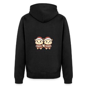 Igel Weihnachten Team - Unisex Premium Bio Zip Hoodie - Schwarz - Hinten - Nico (187cm)
